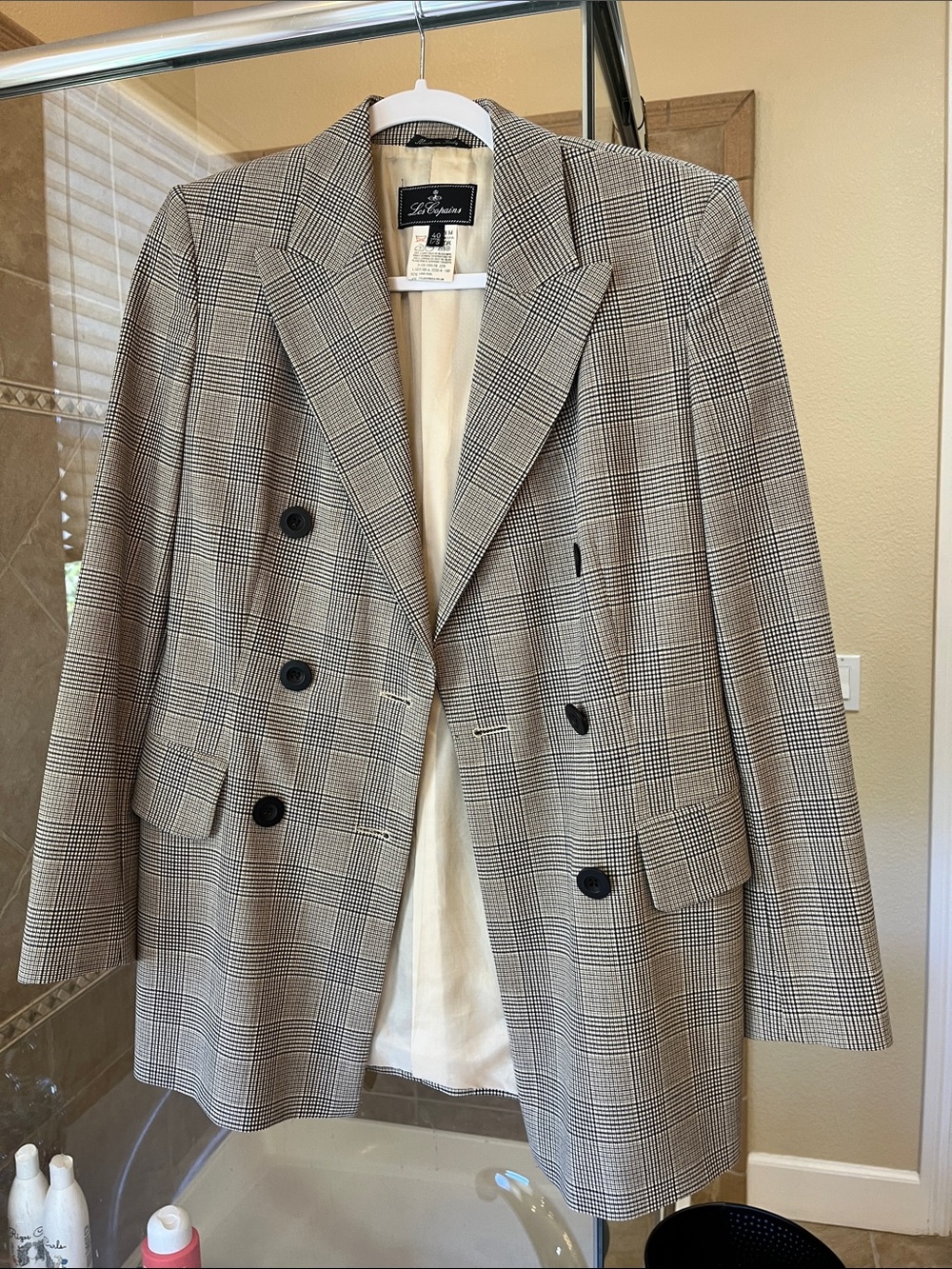 Les Copains Glen Plaid Double-Breasted Blazer and skirt blazer 40 skirt 42